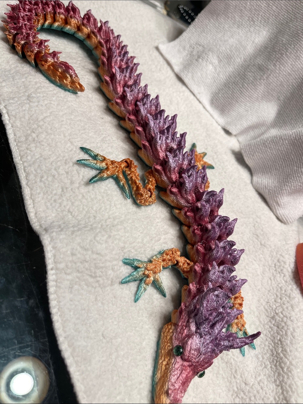 Handmade Dragon Sculpture - Purple, Pink & Teal